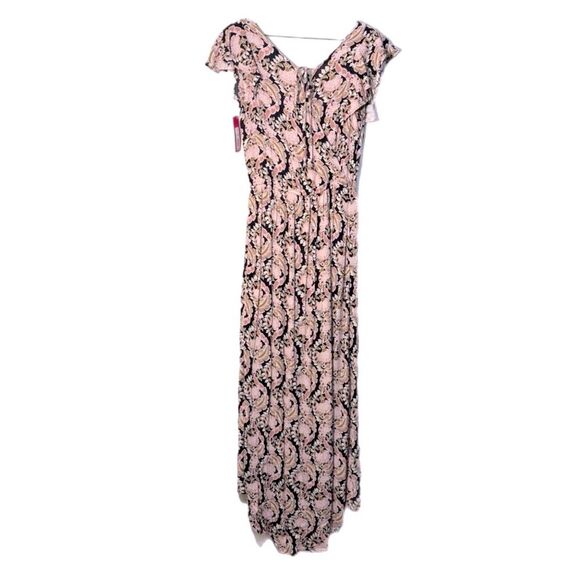 Xhilaration Pink and Gray Wrap Maxi Dress with Flutter Sleeves. - Picture 2 of 11